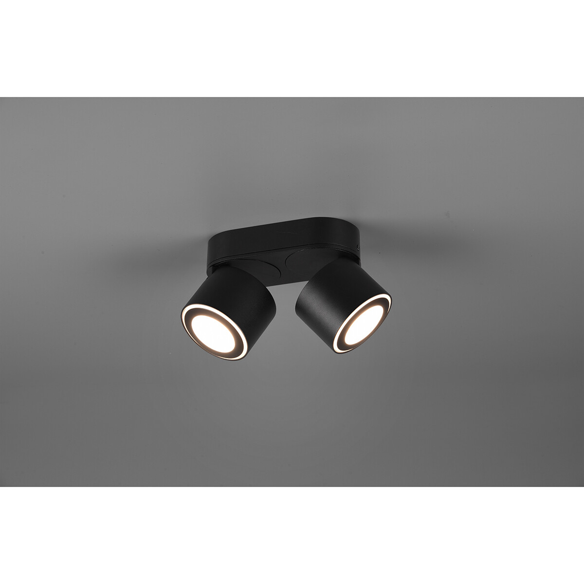 Spot de plafond LED - Trion Tarus - 8W - Blanc Chaud 3000K - 2-lumières - Rond - Mat Noir - Aluminium