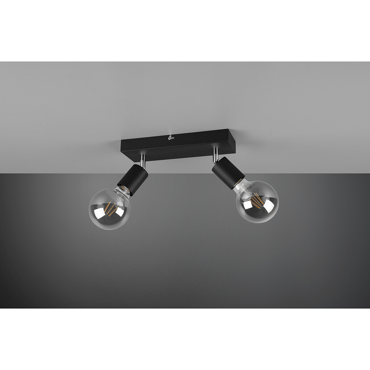 Spot de plafond LED - Trion Zuncka - Douille E27 - 2-lumières - Rectangle - Mat Noir - Aluminium