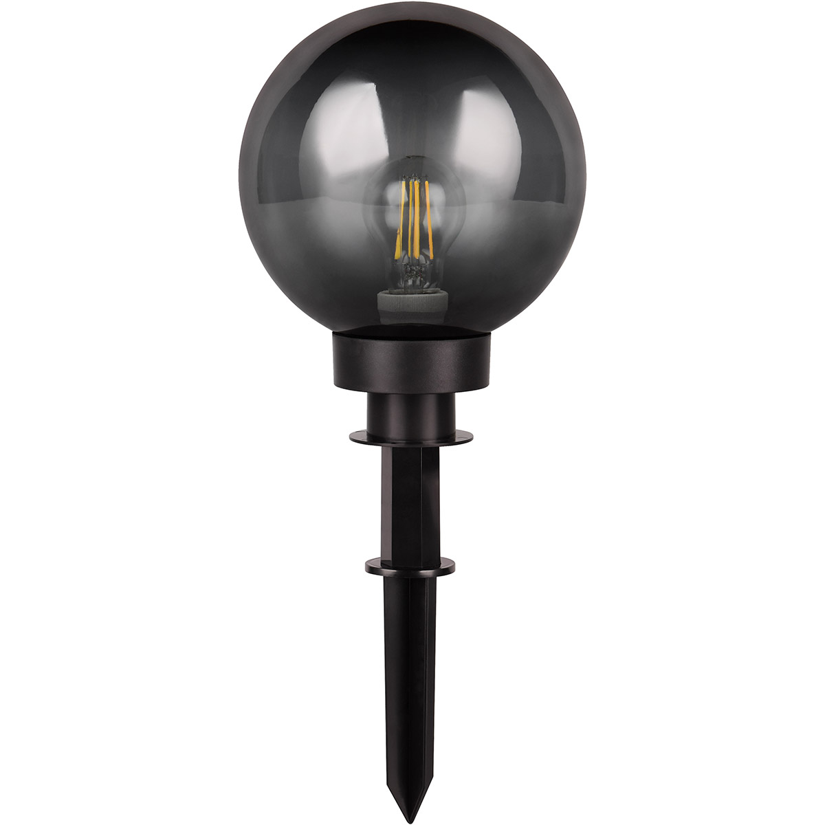 LED Lampe à Piquer avec Prise - Trion Lobo - Douille E27 - Étanche IP44 - Noir - Plastique - Ø200