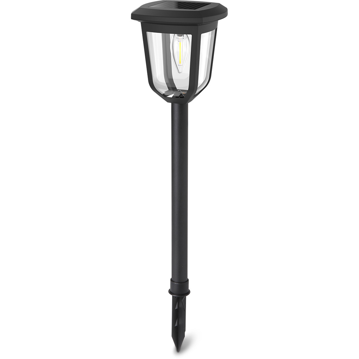 Pack Lampe de jardin à piquer solaire LED 2 - Aigi Helino - 0.3W - Blanc Chaud 3000K - Mat Noir - Plastique