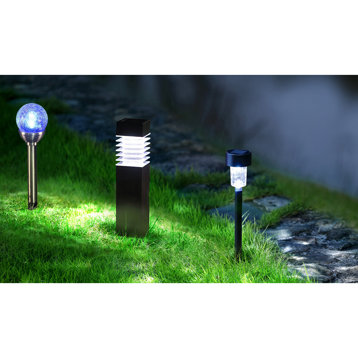 Lampe de jardin à piquer solaire LED - Aigi Nina - 0.06W - Blanc Froid 6500K - Mat Noir - Plastique