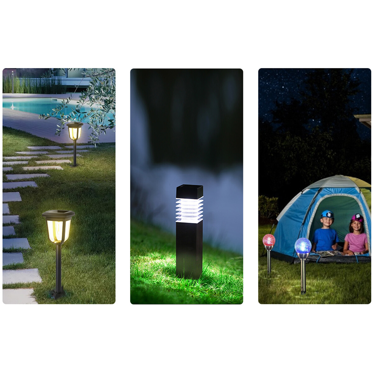 Lampe de jardin à piquer solaire LED - Aigi Nina - 0.06W - Blanc Froid 6500K - Mat Noir - Plastique