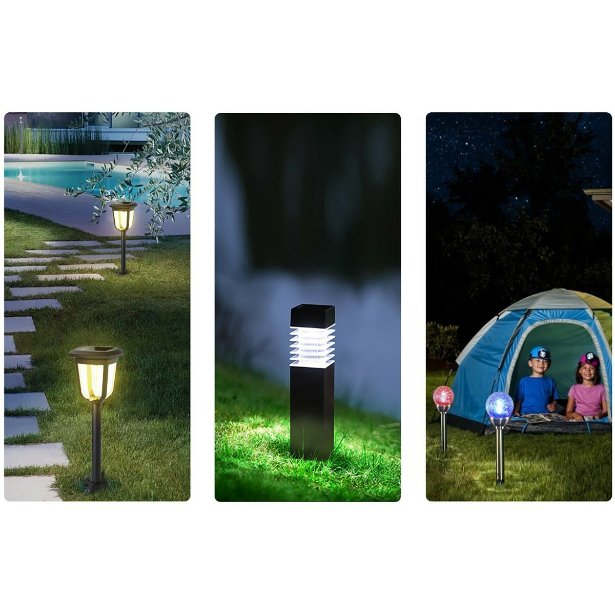 Lampe de jardin à piquer solaire LED - Set de 2 Pièces - Capteur Jour/Nuit - Aigi Ouni - 0.08W - Blanc Froid 6500K - Mat Argent - Plastique