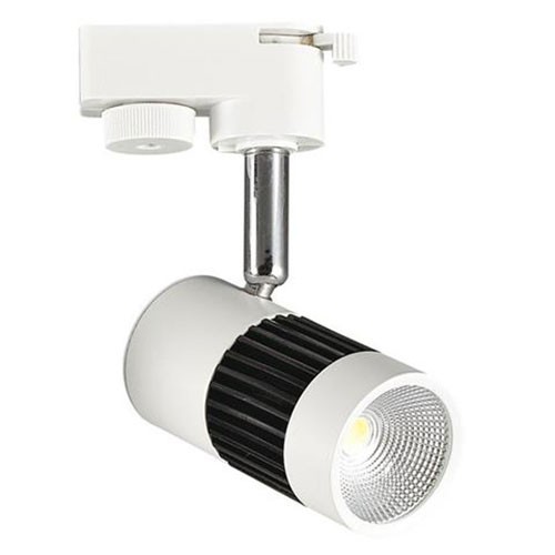 Éclairage sur rail LED - Spot sur Rail - 13W 1 Phase - Rond - Blanc Neutre 4200K - Mat Noir/Blanc Aluminium