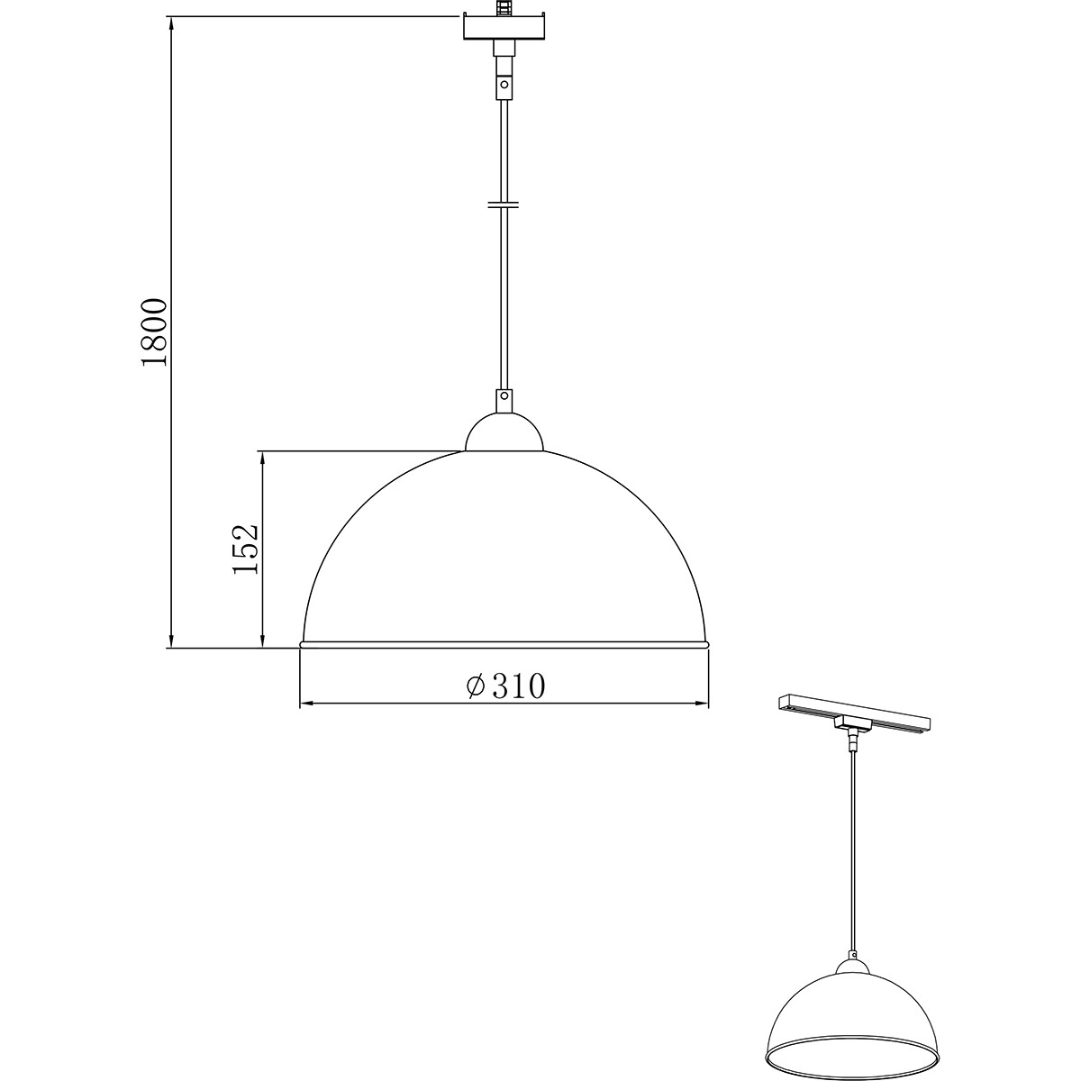 Éclairage sur rail LED - Suspension - Trion Dual Jin - 2 Phases - Douille E27 - Rond - Mat Noir - Aluminium