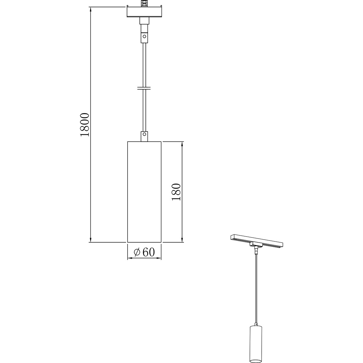 Éclairage sur rail LED - Suspension - Trion Dual Monla - 2 Phases - Douille GU10 - Rond - Mat Or - Aluminium