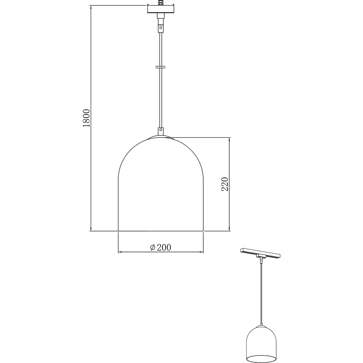 Éclairage sur rail LED - Suspension - Trion Dual Onutia - 2 Phases - Douille E14 - Rond - Mat Blanc - Verre