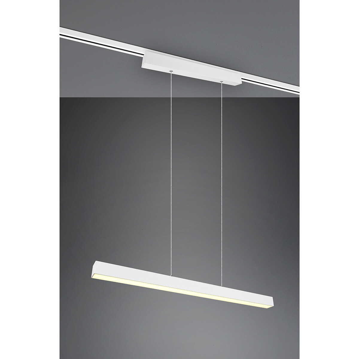 Éclairage sur rail LED - Suspension - Trion Dual Parola Up and Down - 2 Phases - 29W - Blanc Chaud 3000K - Dimmable - Rectangle - Mat Blanc - Aluminium