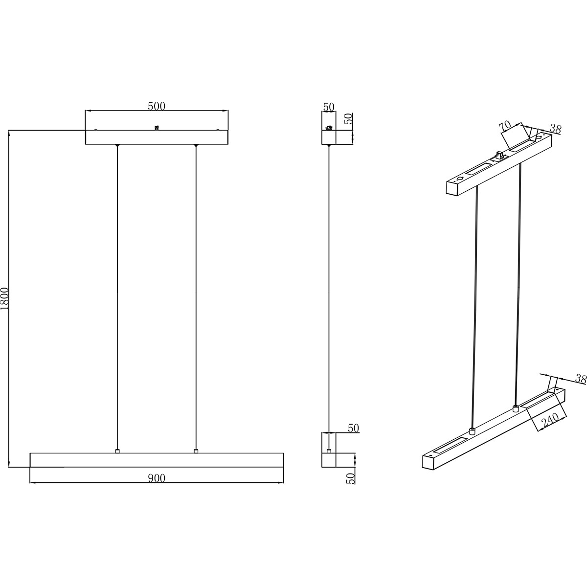 Éclairage sur rail LED - Suspension - Trion Dual Parola Up and Down - 2 Phases - 29W - Blanc Chaud 3000K - Dimmable - Rectangle - Mat Blanc - Aluminium