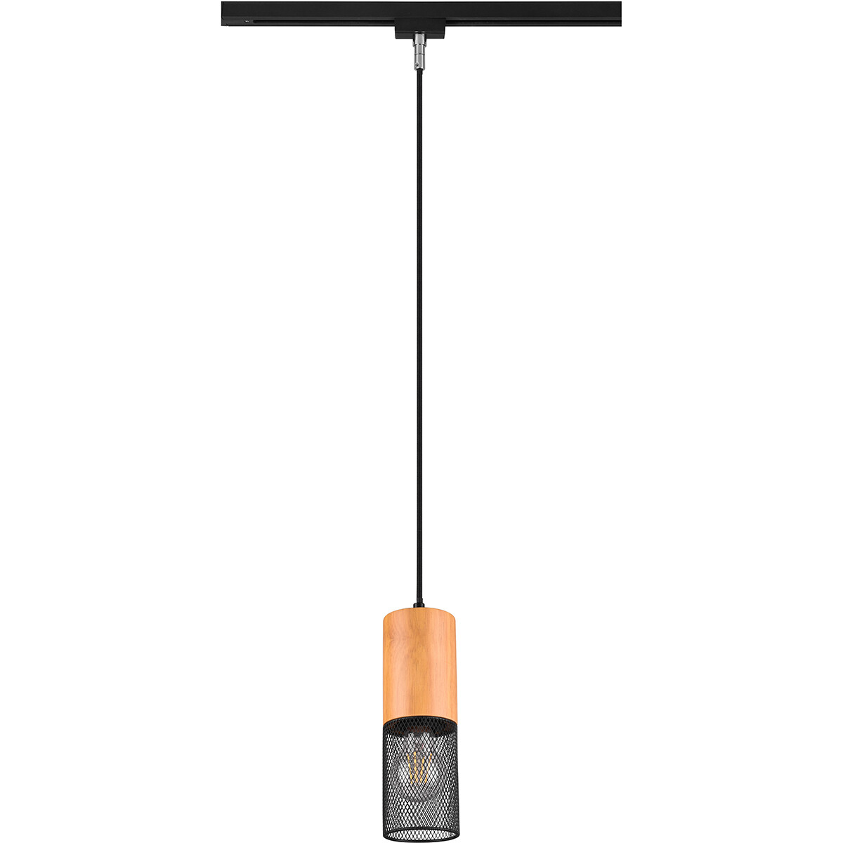 Éclairage sur rail LED - Suspension - Trion Dual Yosh - 2 Phases - Douille E27 - Rond - Mat Noir - Aluminium