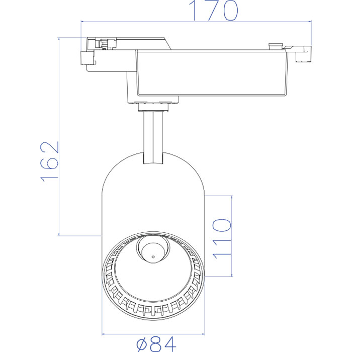 Éclairage sur rail LED - Spot sur Rail - Lion - 18W - 1 Phase - Rond - Blanc Neutre 4200K - Mat Noir - Aluminium