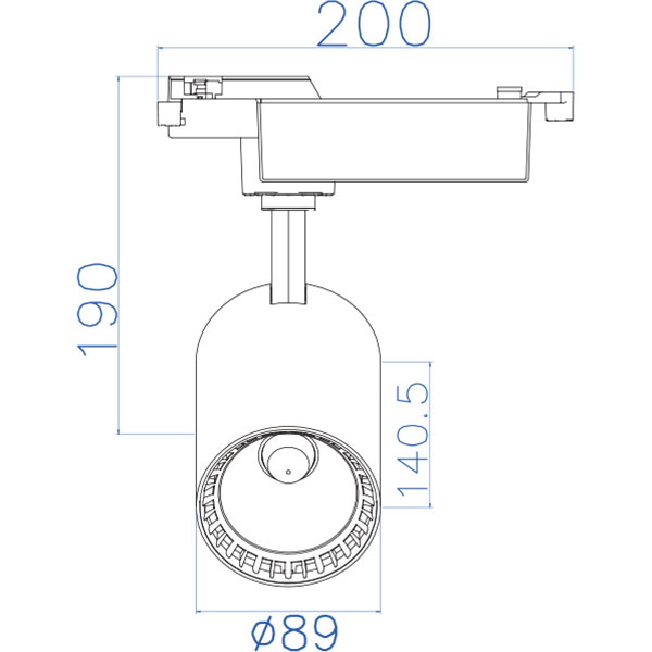 Éclairage sur rail LED - Spot sur Rail - Lion - 24W - 1 Phase - Rond - Blanc Neutre 4200K - Mat Blanc - Aluminium