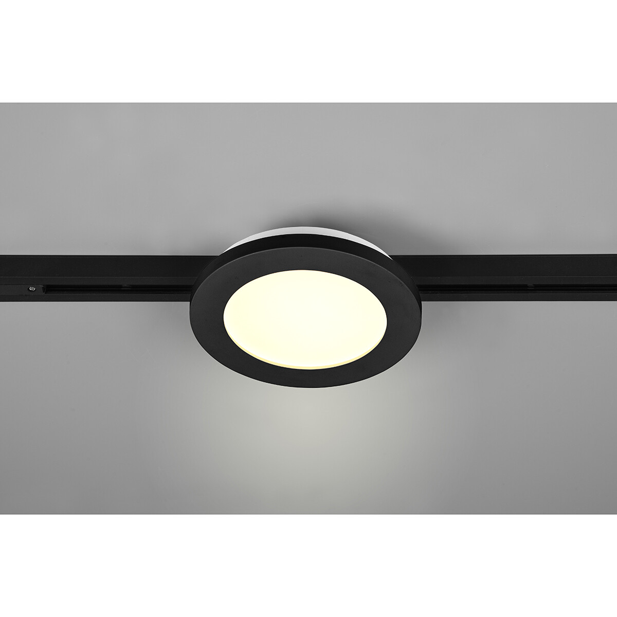 Éclairage sur rail LED - Lampe de Plafond - Éclairage de Plafond - Trion Dual Camy - 2 Phases - 9W - Blanc Chaud 3000K - Dimmable - Rond - Mat Noir - Plastique