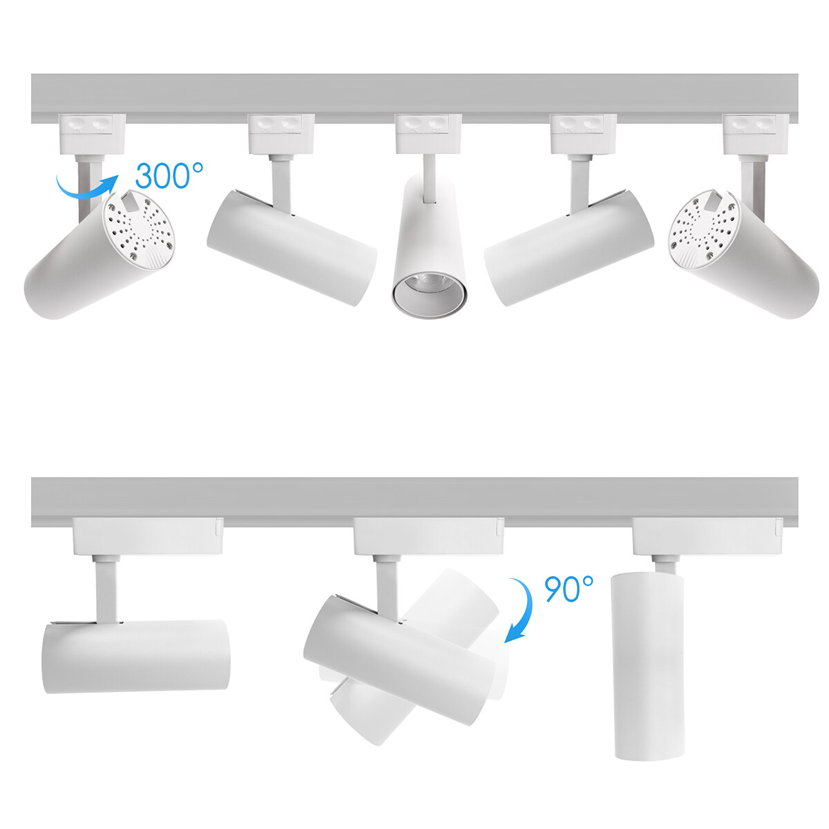 Éclairage sur rail LED - Spot sur Rail - Aigi - 1 Phase - 10W - Blanc Froid 6500K - Rond - Blanc