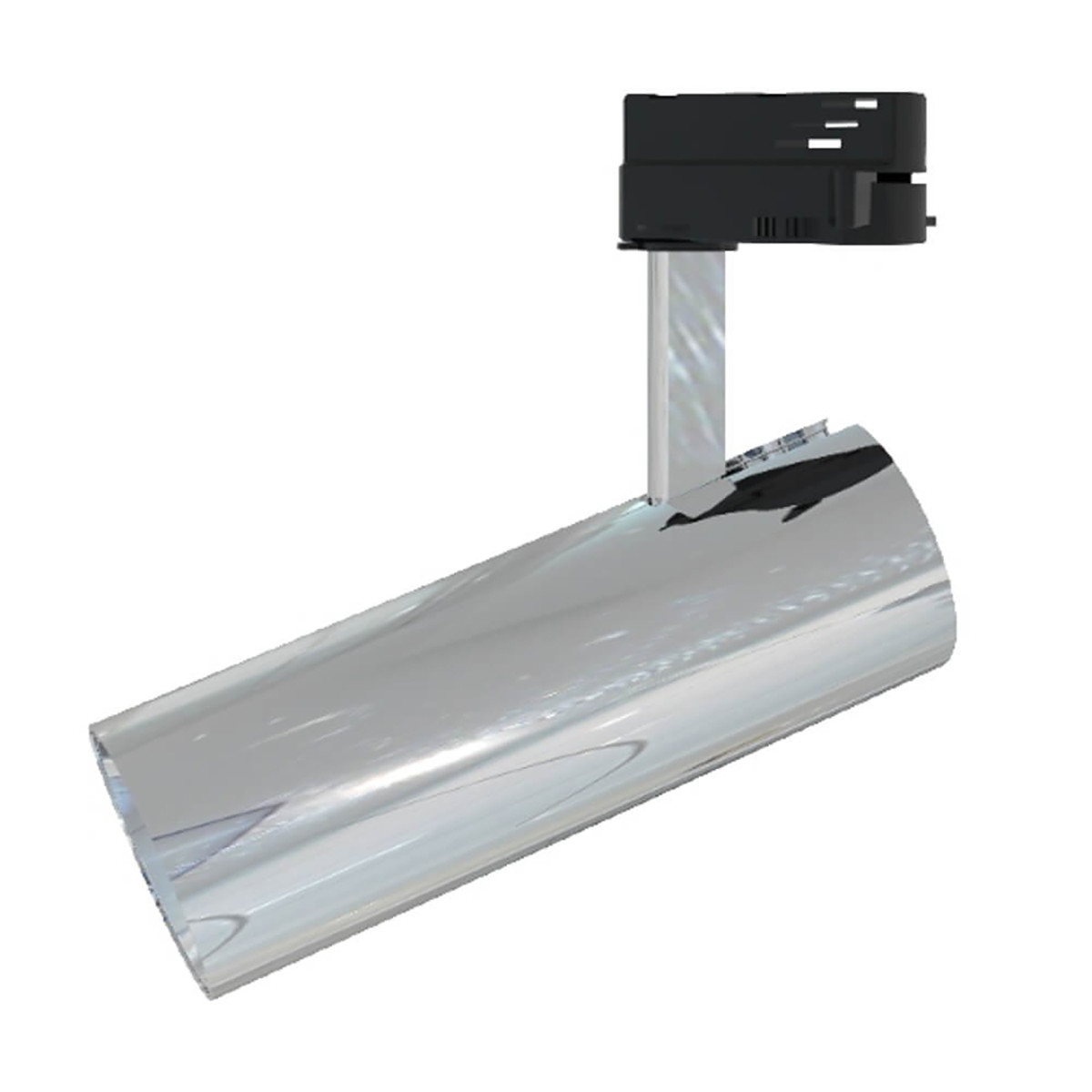 Éclairage sur rail LED - Spot sur Rail - Facto - 30W 1 Phase - Rond - Blanc Chaud 3000K - Aluminium Chrome Brillant