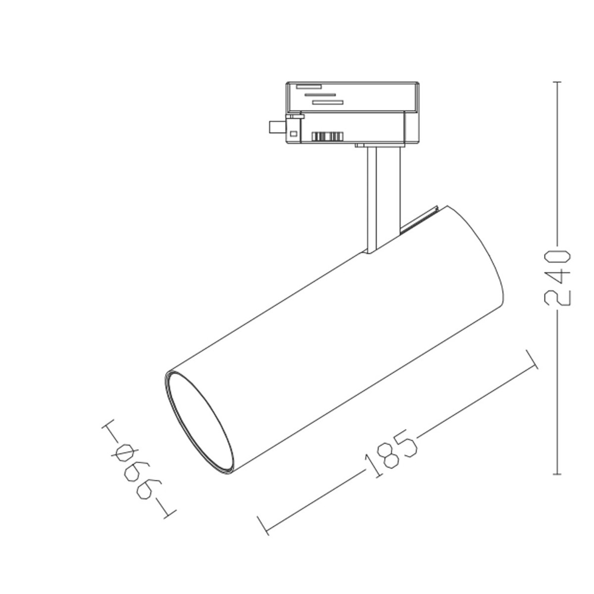 Éclairage sur rail LED - Spot sur Rail - Facto - 30W 1 Phase - Rond - Blanc Chaud 3000K - Aluminium Chrome Brillant