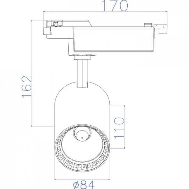 Éclairage sur rail LED - Spot sur Rail - Lion - 18W - 1 Phase - Rond - Blanc Chaud 2700K - Mat Noir - Aluminium