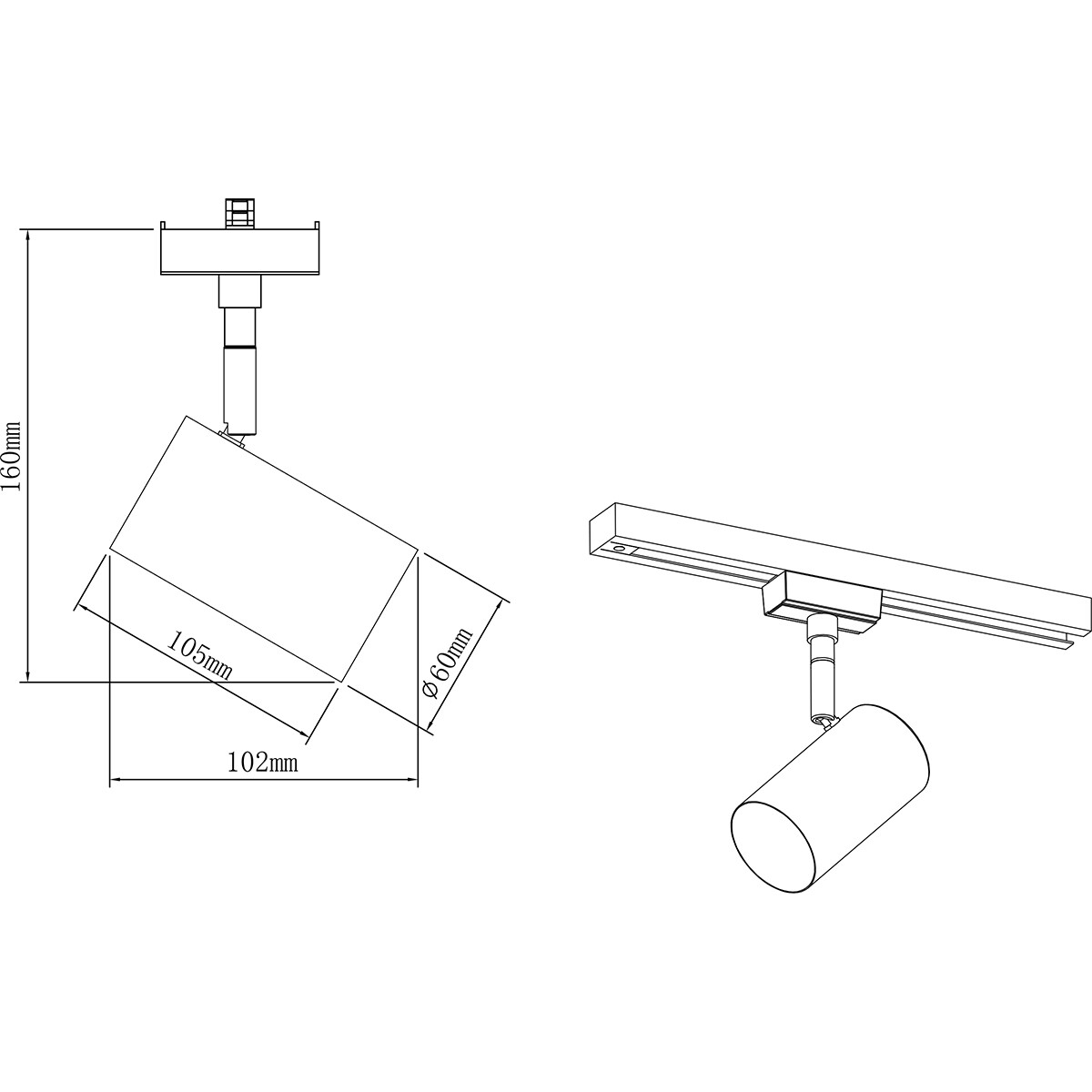 Éclairage sur rail LED - Spot sur Rail - Trion Dual Monla - 2 Phases - Douille GU10 - Rond - Mat Or - Aluminium