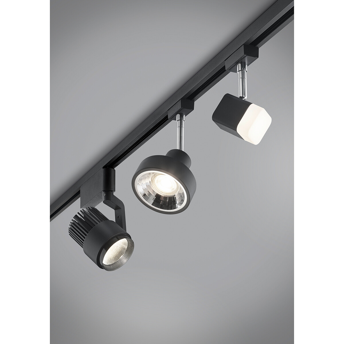 Éclairage sur rail LED - Spot sur Rail - Trion Dual Radina - 2 Phases - 15W - Couleur de lumière ajustable - Dimmable - Rond - Mat Noir - Aluminium