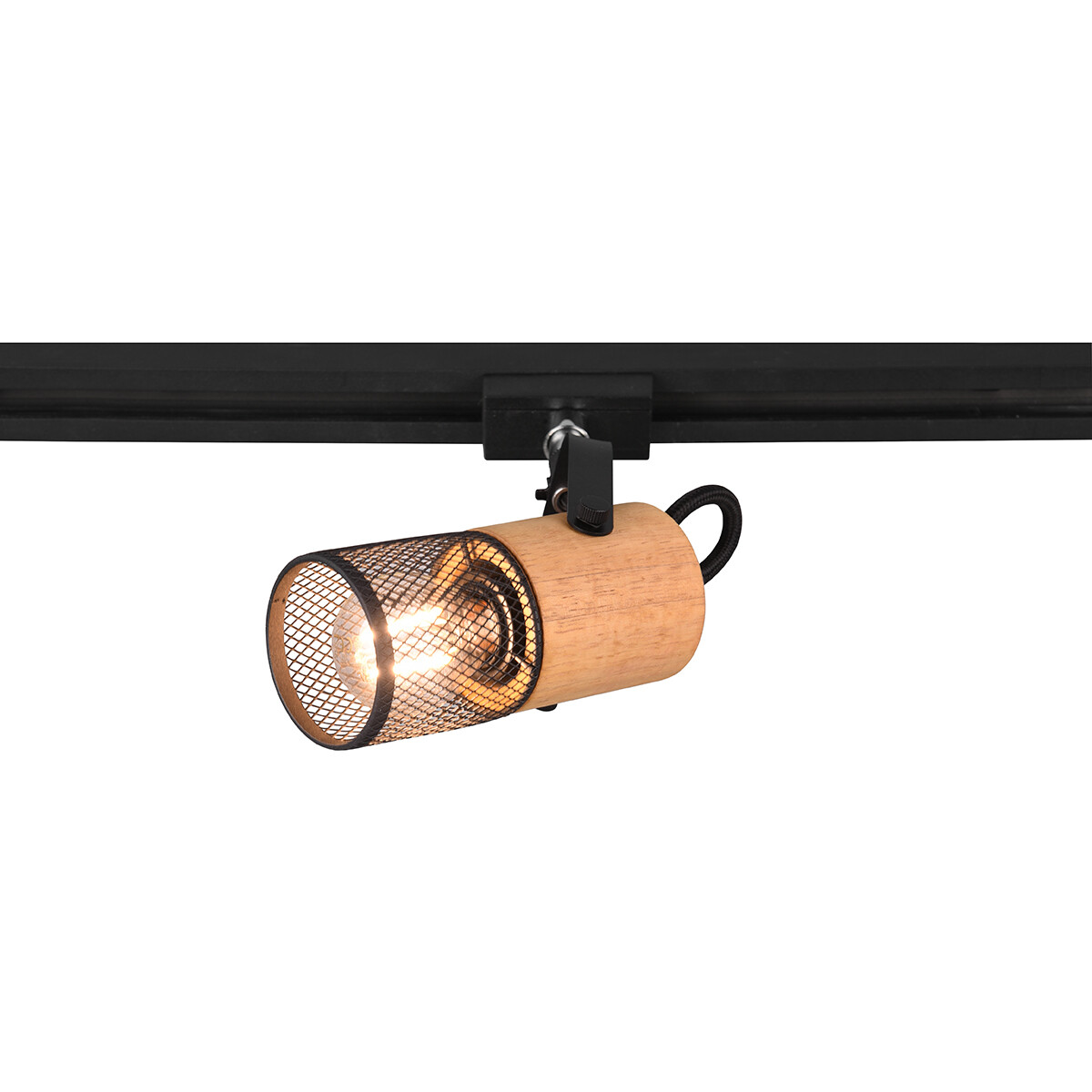 Éclairage sur rail LED - Spot sur Rail - Trion Dual Yosh - 2 Phases - Douille E14 - Rond - Mat Noir - Aluminium