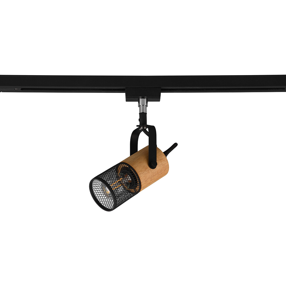 Éclairage sur rail LED - Spot sur Rail - Trion Dual Yosh - 2 Phases - Douille E14 - Rond - Mat Noir - Aluminium