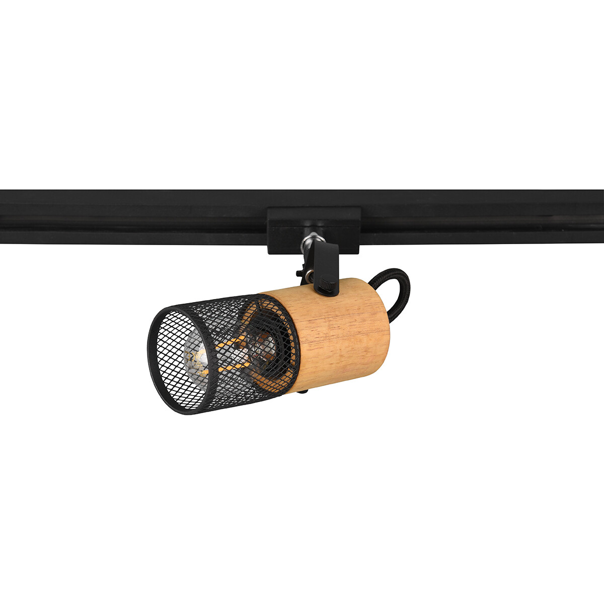 Éclairage sur rail LED - Spot sur Rail - Trion Dual Yosh - 2 Phases - Douille E14 - Rond - Mat Noir - Aluminium