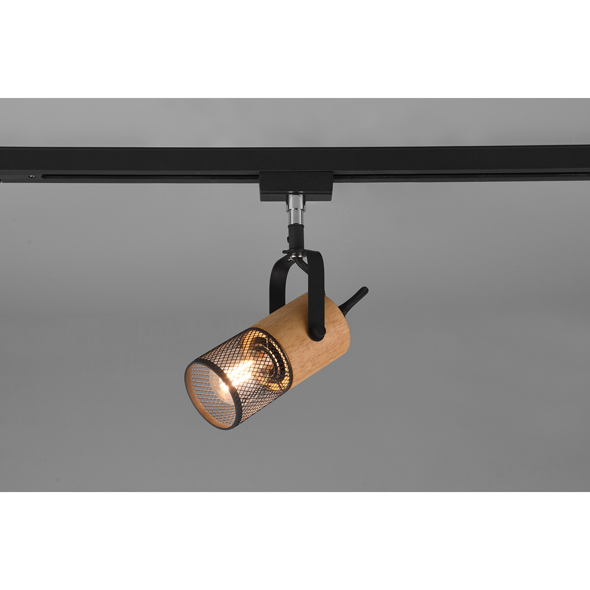 Éclairage sur rail LED - Spot sur Rail - Trion Dual Yosh - 2 Phases - Douille E14 - Rond - Mat Noir - Aluminium