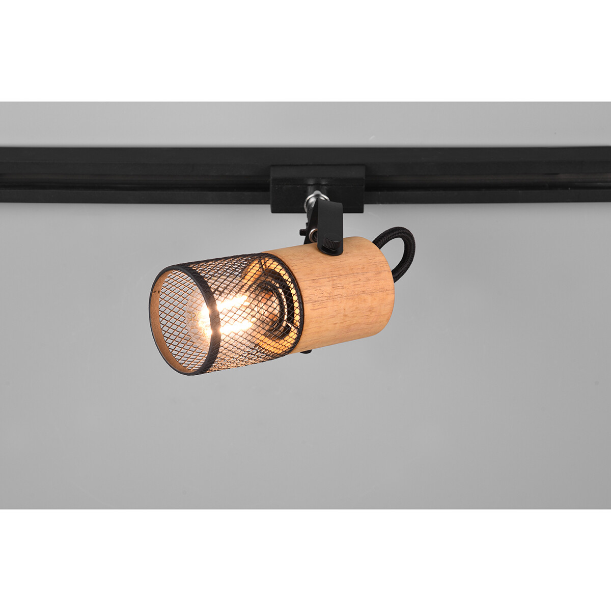 Éclairage sur rail LED - Spot sur Rail - Trion Dual Yosh - 2 Phases - Douille E14 - Rond - Mat Noir - Aluminium