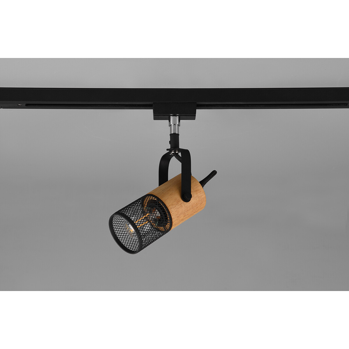 Éclairage sur rail LED - Spot sur Rail - Trion Dual Yosh - 2 Phases - Douille E14 - Rond - Mat Noir - Aluminium