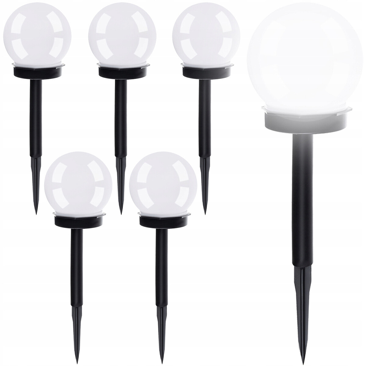 Boules solaires de jardin à piquer LED - Éclairage de jardin à énergie solaire - Set de 6 Pièces - Maxozo Torky - Mat Noir - Plastique