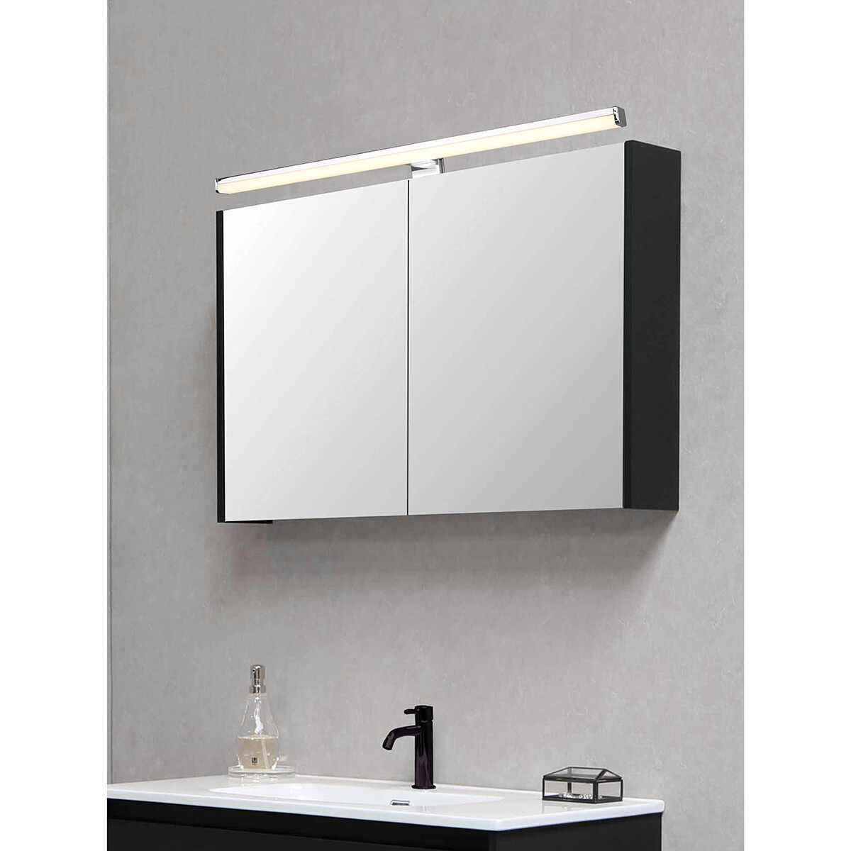 Éclairage de miroir LED - Trion Liman - 11W - Étanche aux Éclaboussures IP44 - Blanc Chaud 3000K - Chrome Brillant - Plastique