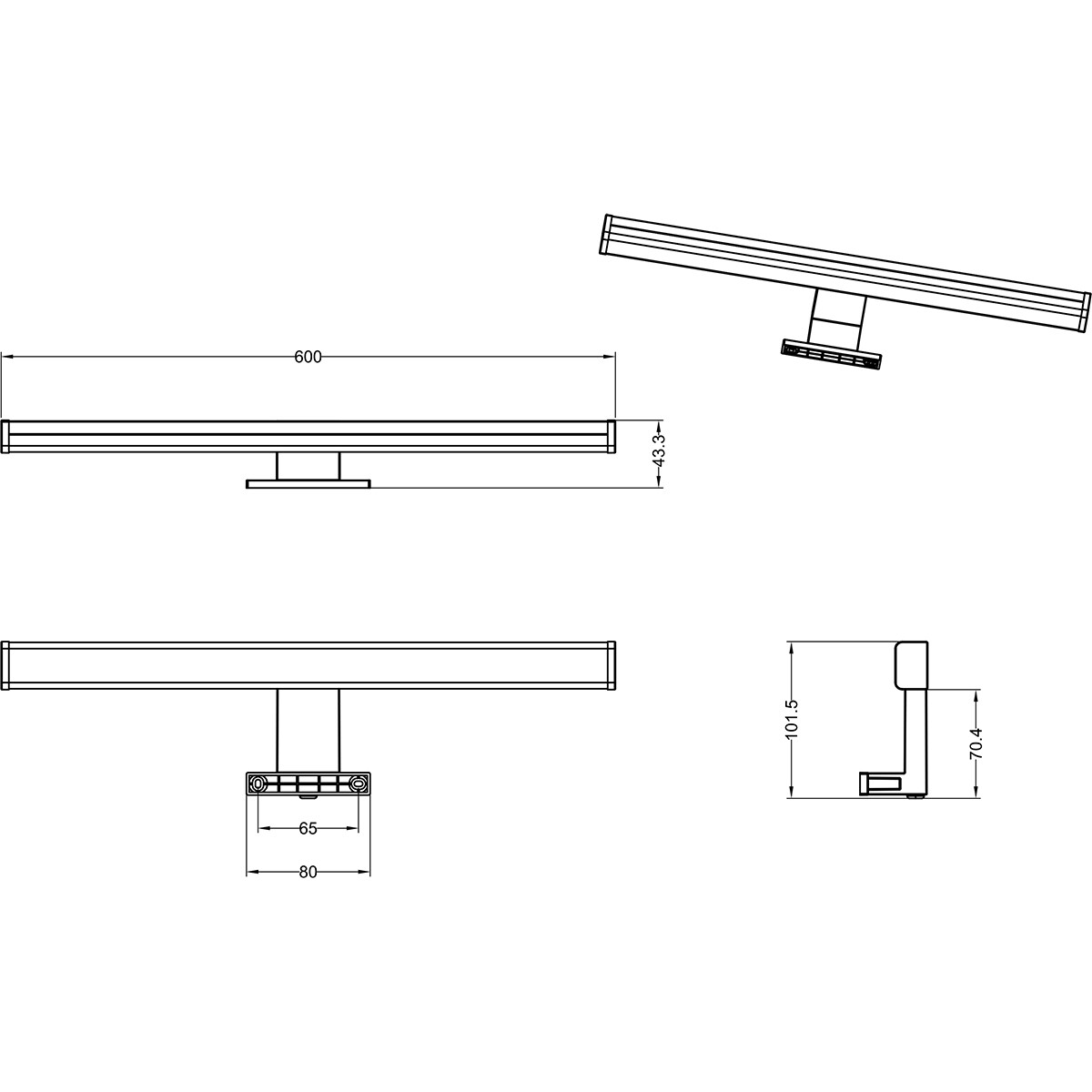 Éclairage de miroir LED - Trion Liman - 11W - Étanche aux Éclaboussures IP44 - Blanc Chaud 3000K - Chrome Brillant - Plastique