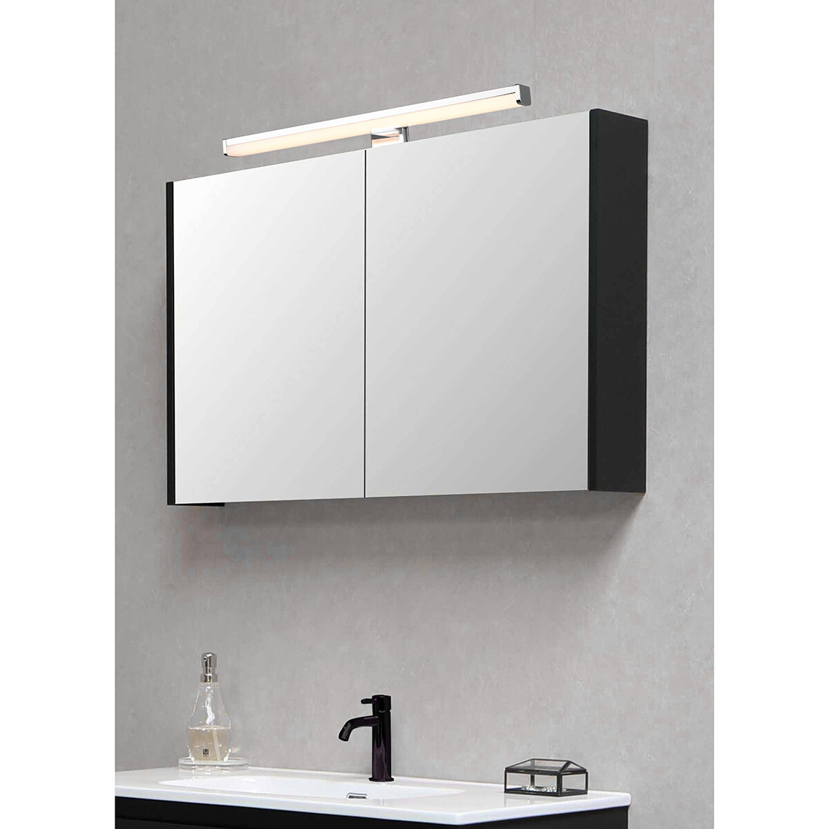 Éclairage de miroir LED - Trion Liman - 7.4W - Étanche aux Éclaboussures IP44 - Blanc Chaud 3000K - Chrome Brillant - Plastique