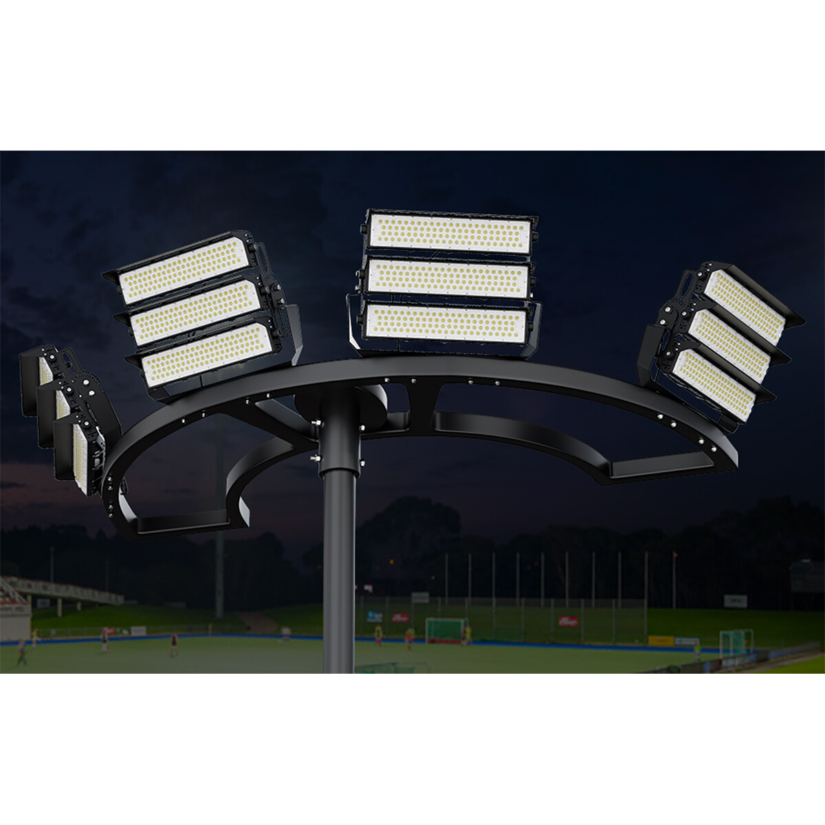 Éclairage de terrain de sport LED - Éclairage de Stade - Projecteur Large - Rinzu Straly - 1250 Watt - 212500 Lumens - Blanc Froid 5000K - Étanche IP67 - Pilote Philips