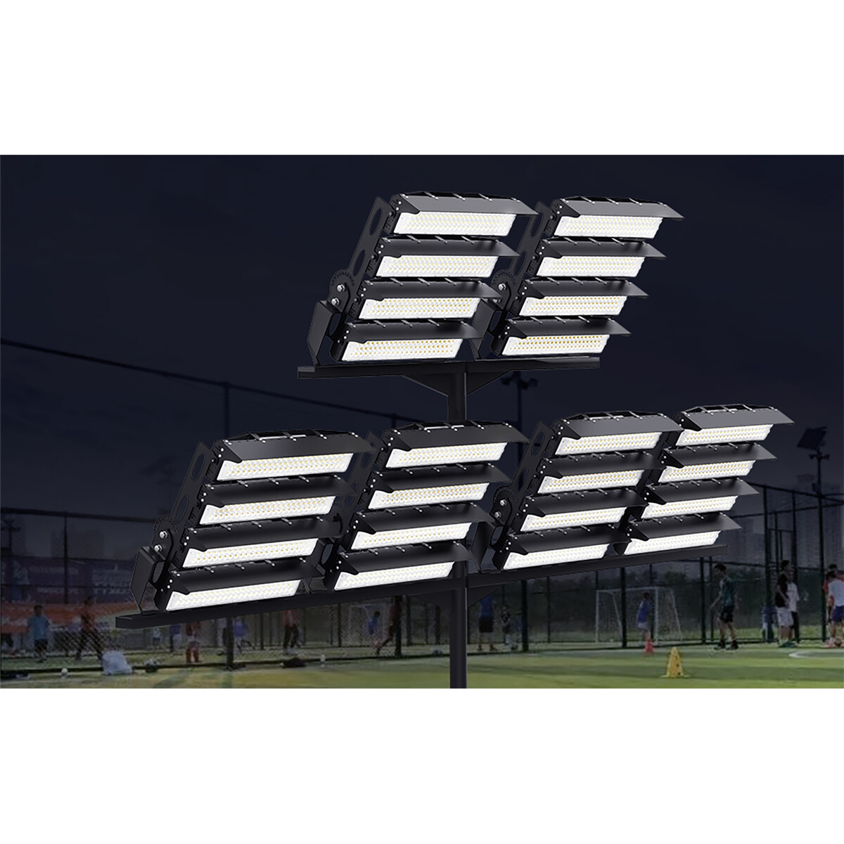 Éclairage de terrain de sport LED - Éclairage de Stade - Projecteur Large - Rinzu Straly - 1250 Watt - 212500 Lumens - Blanc Froid 5000K - Étanche IP67 - Pilote Philips