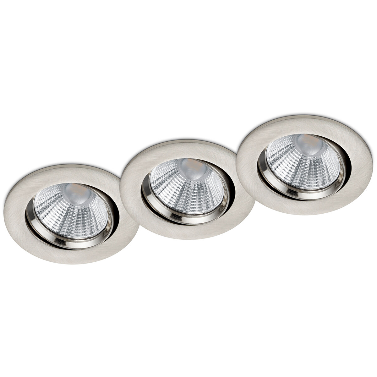 Pack de 3 Spots LED - Spot Encastré - Trion Paniro - Rond 5W - Dimmable - Blanc Chaud 3000K - Mat Nickel - Aluminium - Ø80mm