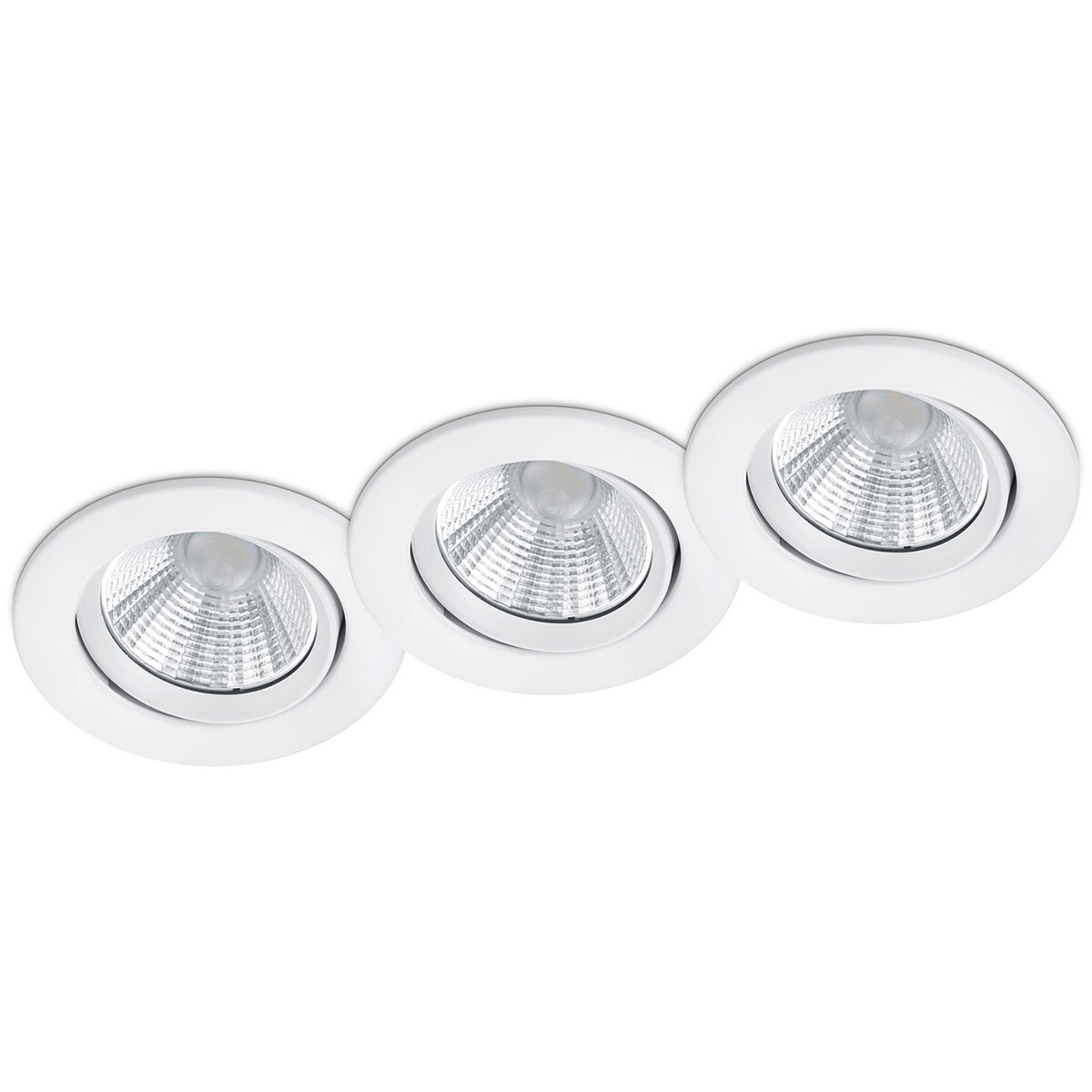 Pack de 3 Spots LED - Spot Encastré - Trion Paniro - Rond 5W - Dimmable - Blanc Chaud 3000K - Mat Blanc - Aluminium - Ø80mm