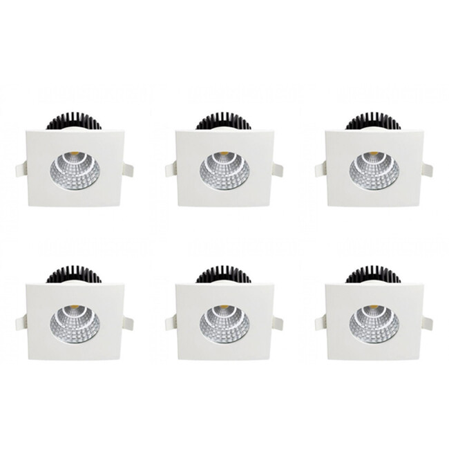 Pack de 6 Spots LED - Spot Encastré - Carré 6W - Étanche IP65 - Blanc Neutre 4200K - Mat Blanc Aluminium - 90mm