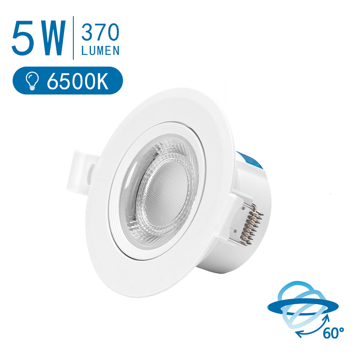 Spot LED - Spot Encastré - Aigi Lola - 5W - Blanc Froid 6500K - Rond - Mat Blanc - Aluminium