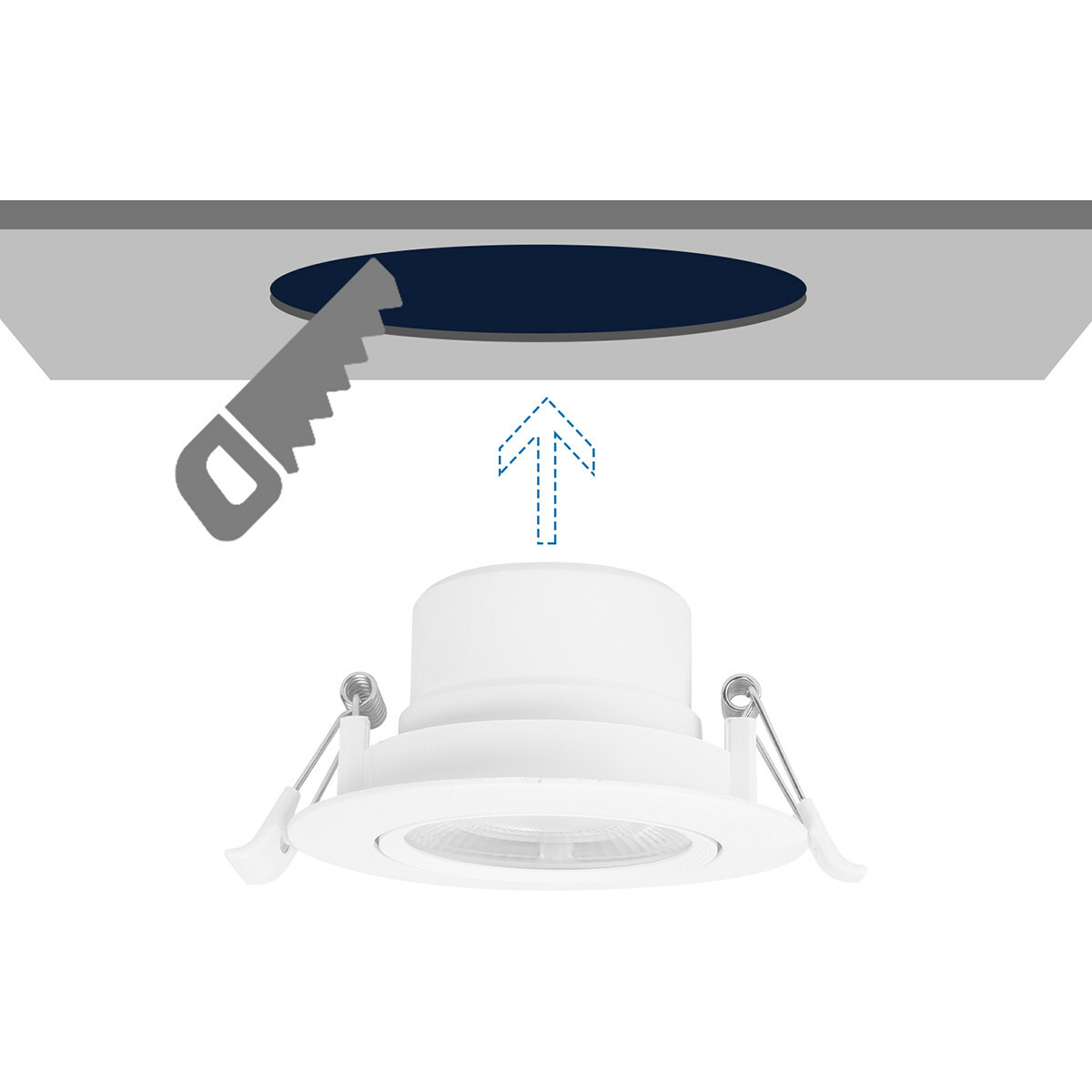 Spot LED - Spot Encastré - Aigi Lola - 5W - Blanc Froid 6500K - Rond - Mat Blanc - Aluminium