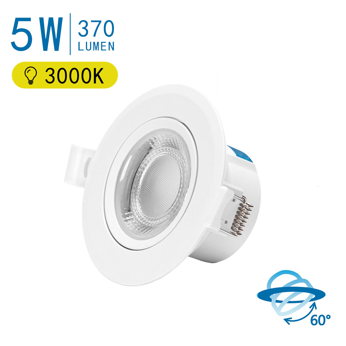 Spot LED - Spot Encastré - Aigi Lola - 5W - Blanc Chaud 3000K - Rond - Mat Blanc - Aluminium