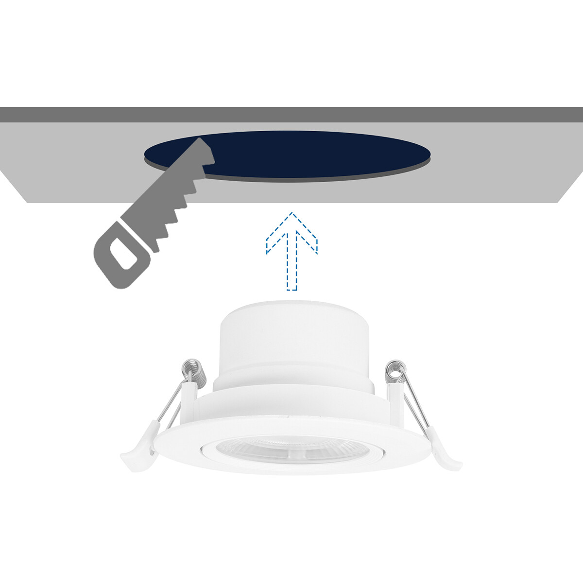 Spot LED - Spot Encastré - Aigi Lola - 7W - Blanc Froid 6500K - Rond - Mat Blanc - Aluminium