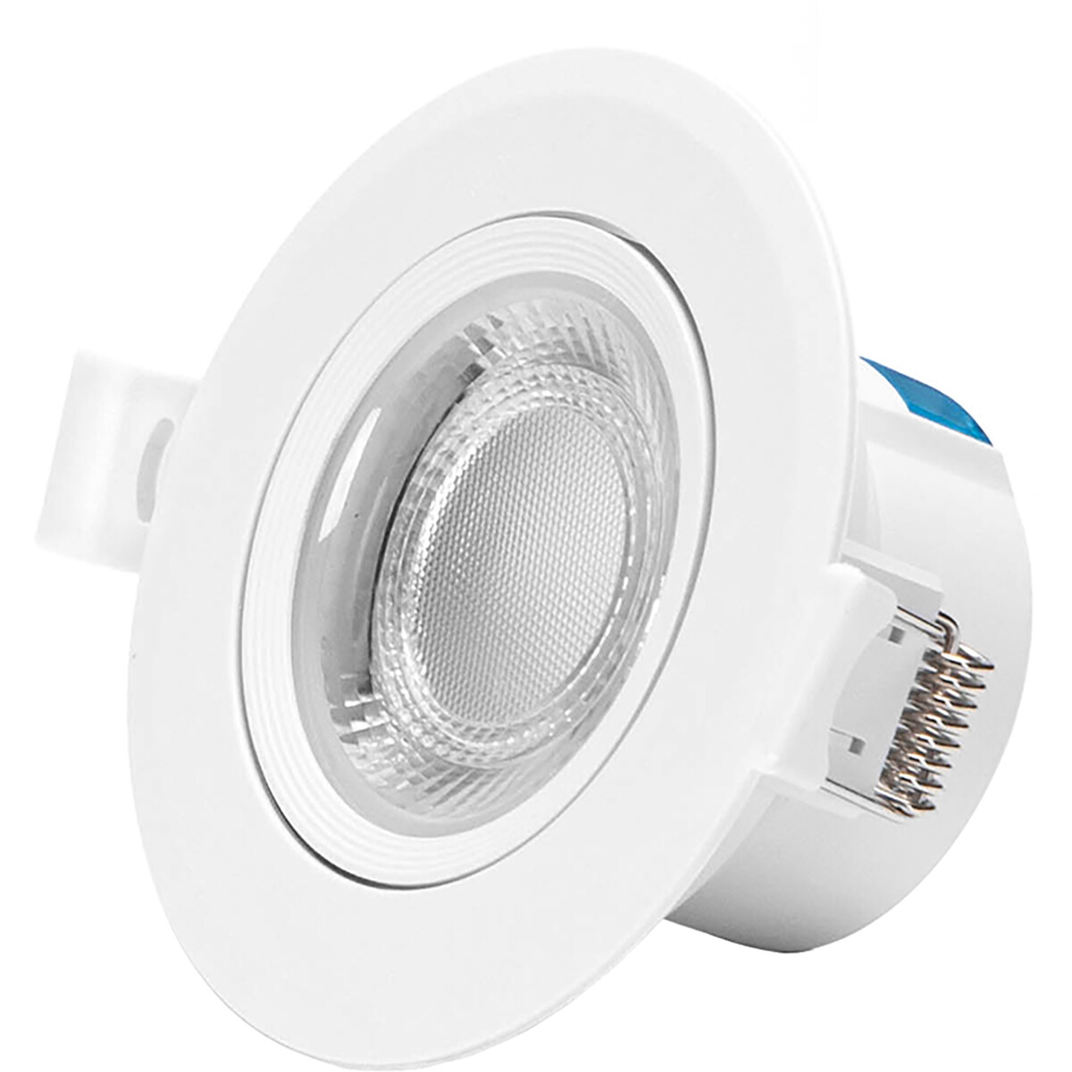 Spot LED - Spot Encastré - Aigi Lola - 7W - Blanc Froid 6500K - Rond - Mat Blanc - Aluminium