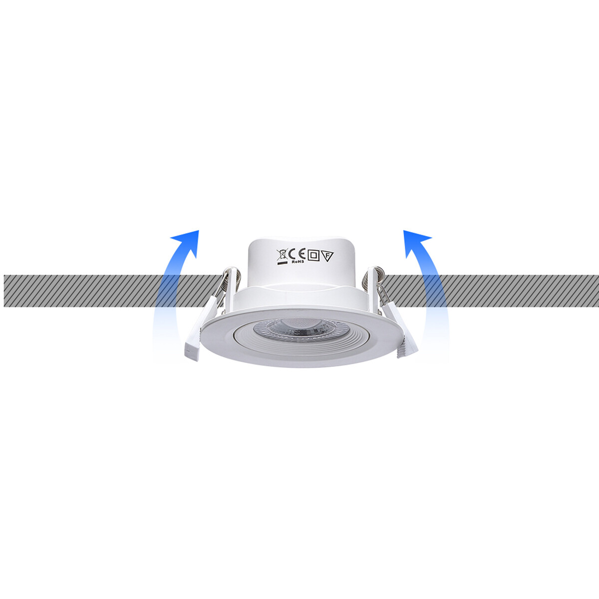 Spot LED - Spot Encastré - Aigi Nilona - 5W - Blanc Froid 6500K - Rond - Inclinable - Mat Blanc - Aluminium