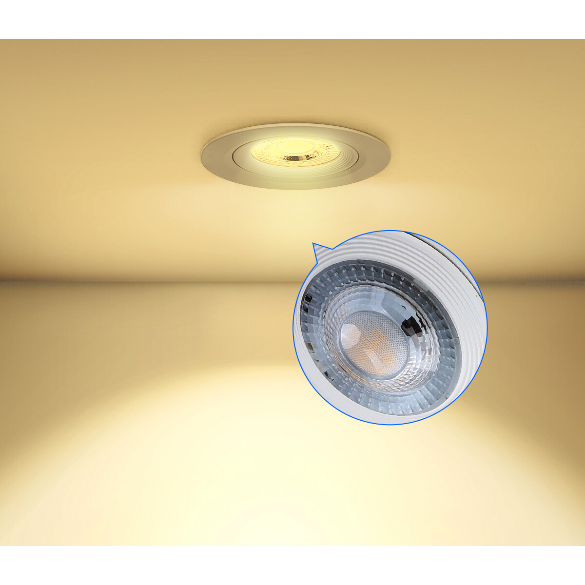 Spot LED - Spot Encastré - Aigi Nilona - 5W - Blanc Froid 6500K - Rond - Inclinable - Mat Blanc - Aluminium