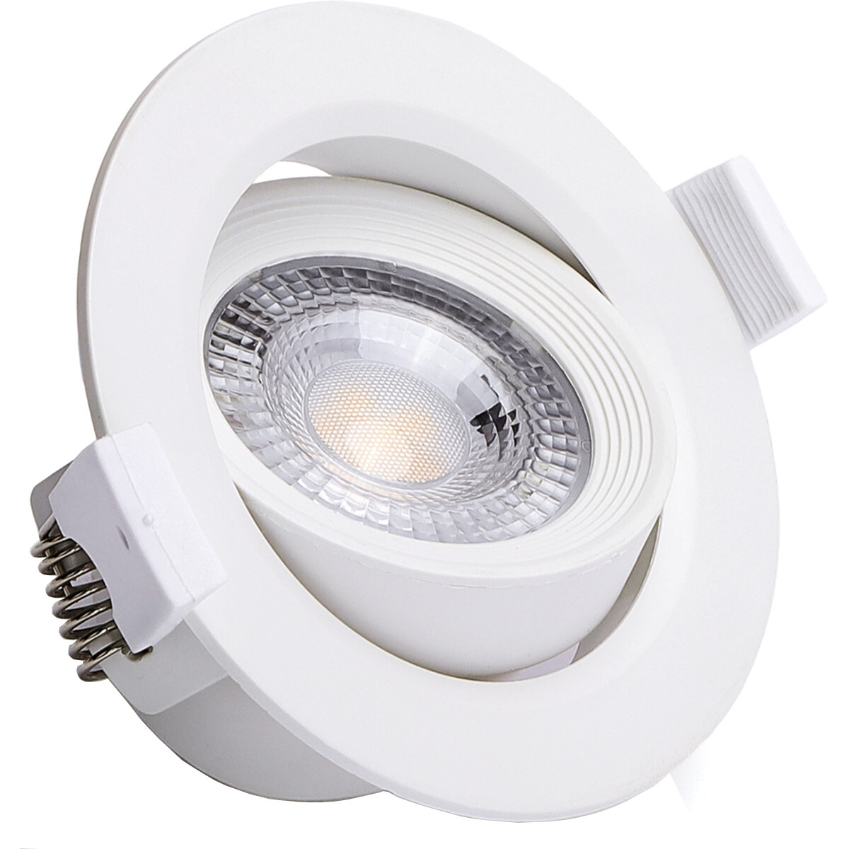 Spot LED - Spot Encastré - Aigi Nilona - 5W - Blanc Froid 6500K - Rond - Inclinable - Mat Blanc - Aluminium