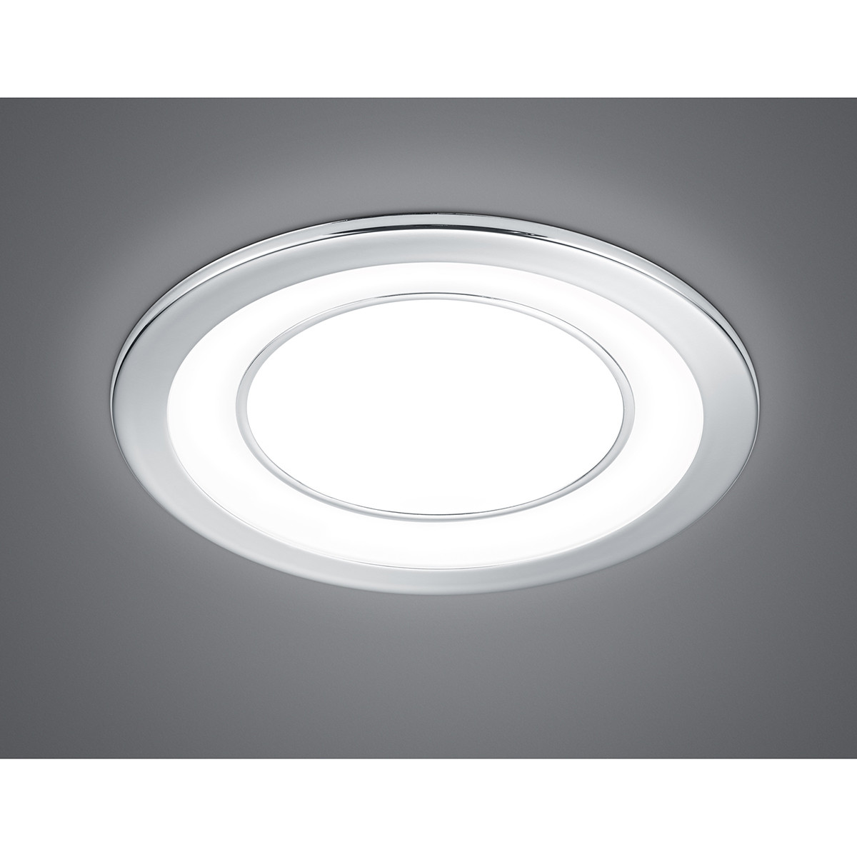 Spot LED - Spot Encastré - Trion Cynomi - 10W - Blanc Chaud 3000K - Rond - Mat Chrome - Plastique - Ø140mm