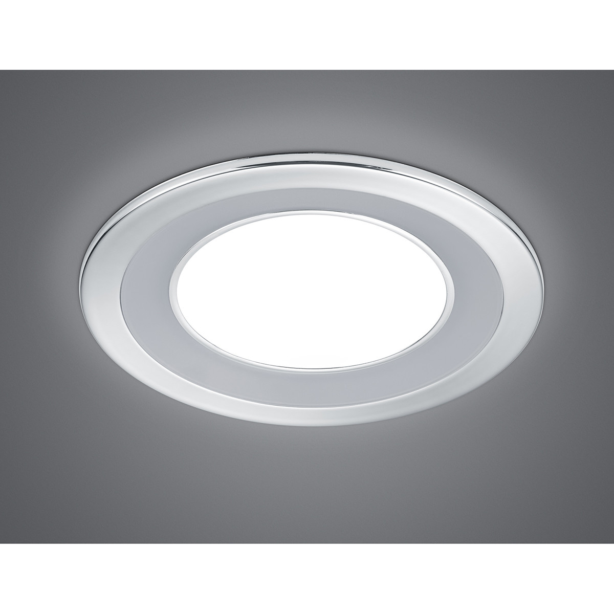 Spot LED - Spot Encastré - Trion Cynomi - 10W - Blanc Chaud 3000K - Rond - Mat Chrome - Plastique - Ø140mm