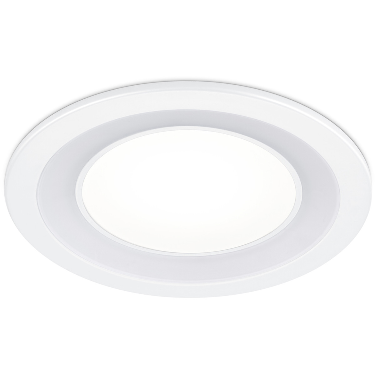 Spot LED - Spot Encastré - Trion Cynomi - 10W - Blanc Chaud 3000K - Rond - Mat Blanc - Plastique - Ø140mm