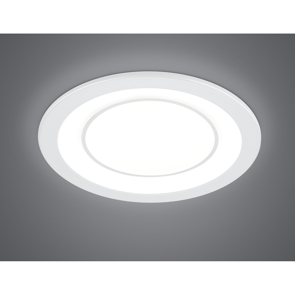 Spot LED - Spot Encastré - Trion Cynomi - 10W - Blanc Chaud 3000K - Rond - Mat Blanc - Plastique - Ø140mm